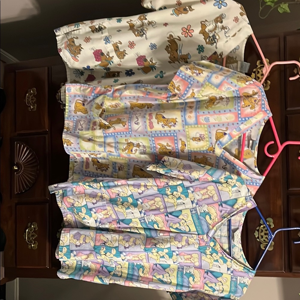 Set of three scrub tops-2 Scooby Doo , 1 bunny
